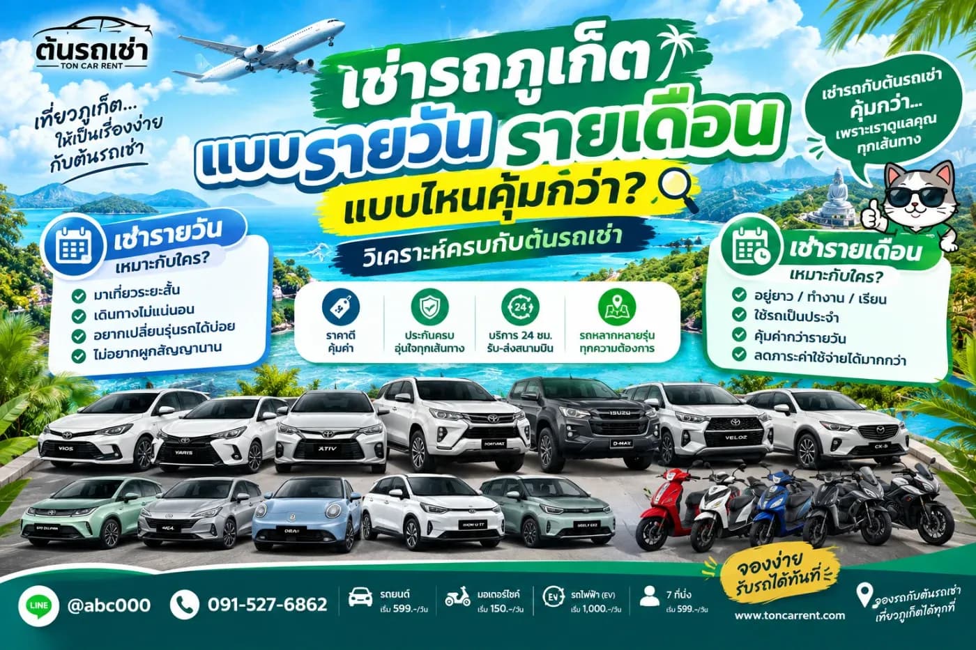 มาเที่ยวภูเก็ต 3 วัน 7 วัน 15 วัน หรืออยู่ยาวเป็นเดือน ควรเลือก เช่ารถภูเก็ตรายวันหรือรายเดือน ถึงจะคุ้มที่สุด?