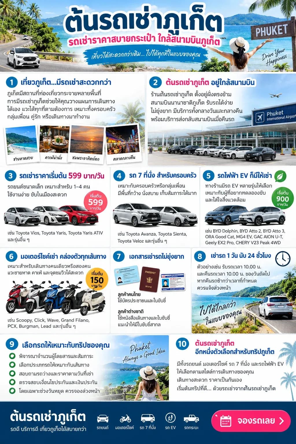 ต้นรถเช่าภูเก็ต รถเช่าราคาสบายกระเป๋า ใกล้สนามบินภูเก็ต เดินทางเที่ยวได้สะดวกกว่าเดิม