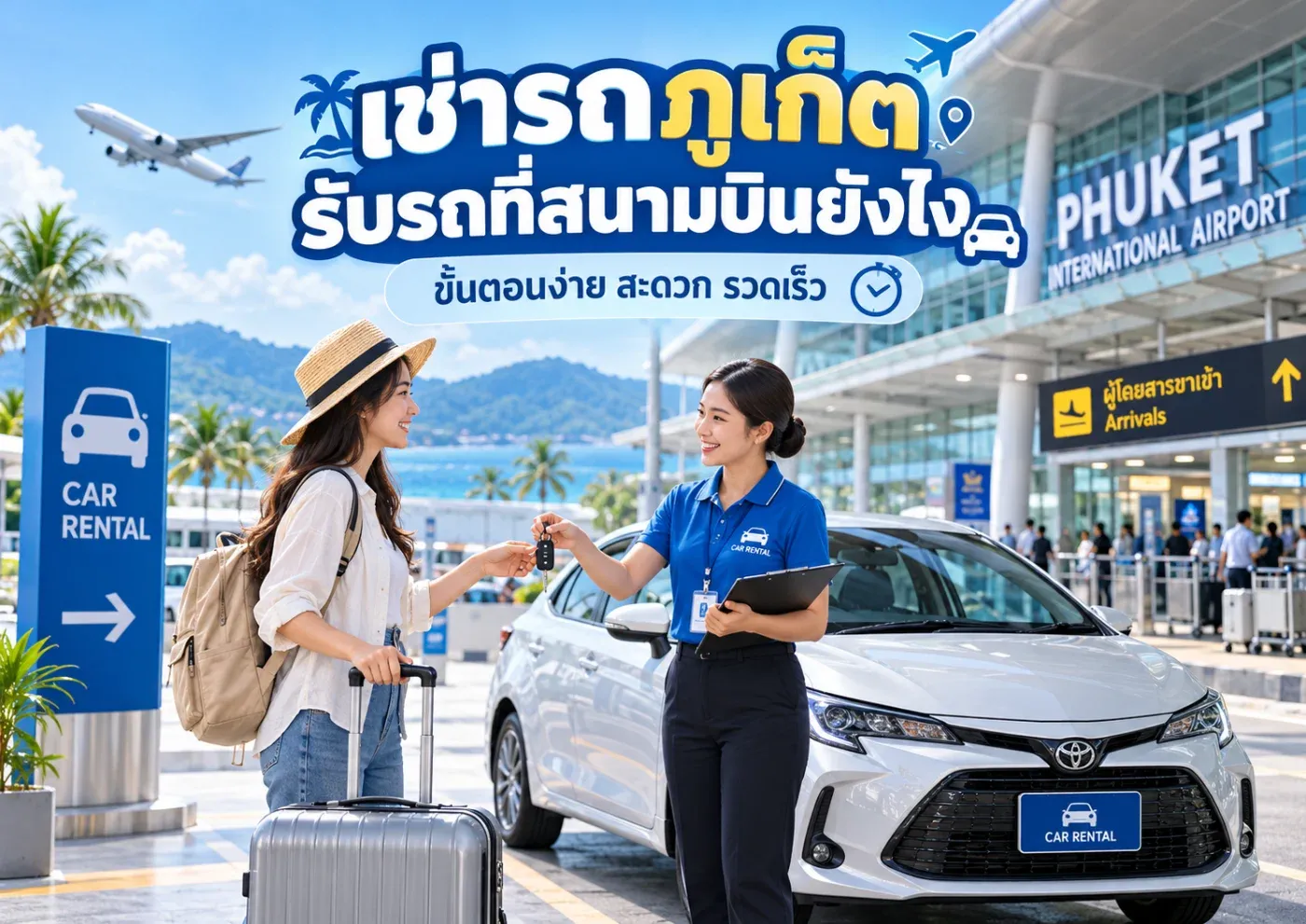 “ถ้าเช่ารถภูเก็ตแล้ว จะรับรถที่สนามบินยังไง?” โดยเฉพาะคนที่มาเที่ยวภูเก็ตครั้งแรก อาจกังวลว่าจะต้องเดินหารถตรงไหน ต้องนัดพนักงานอย่างไร หรือหลังลงเครื่องแล้วต้องทำอะไรบ้าง